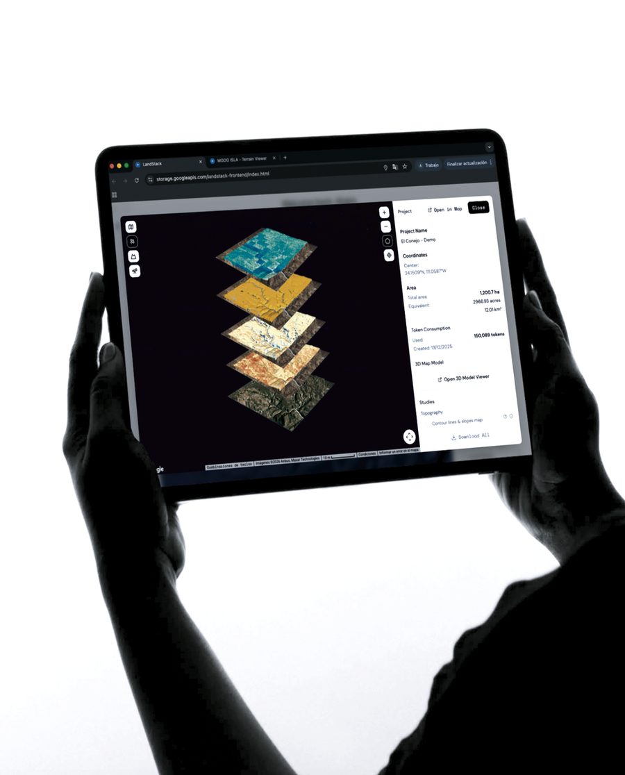 Modelo 3D del terreno — visor real